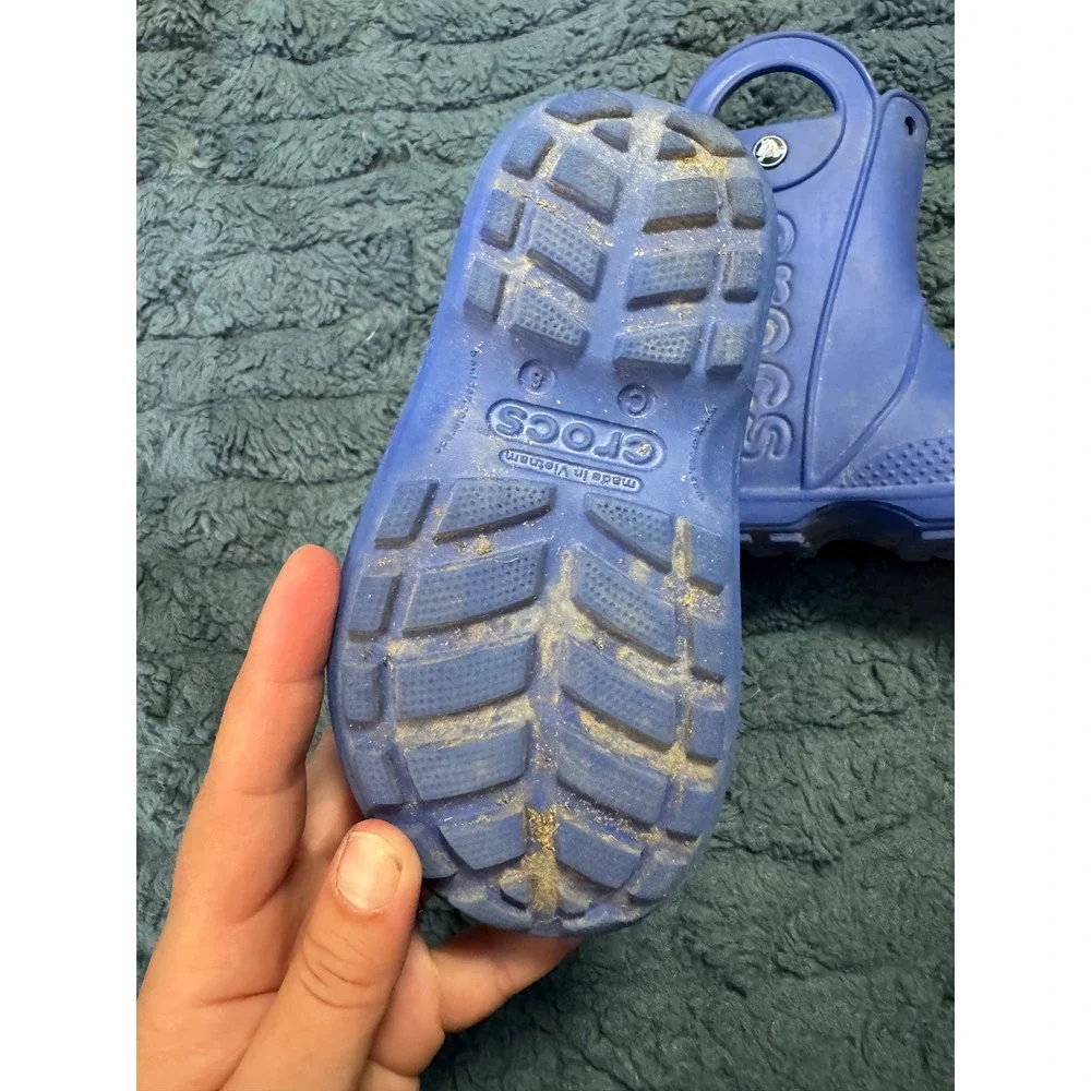 Crocs Kids Handle It Rain Boots Blue Waterproof Pull On C8 12803